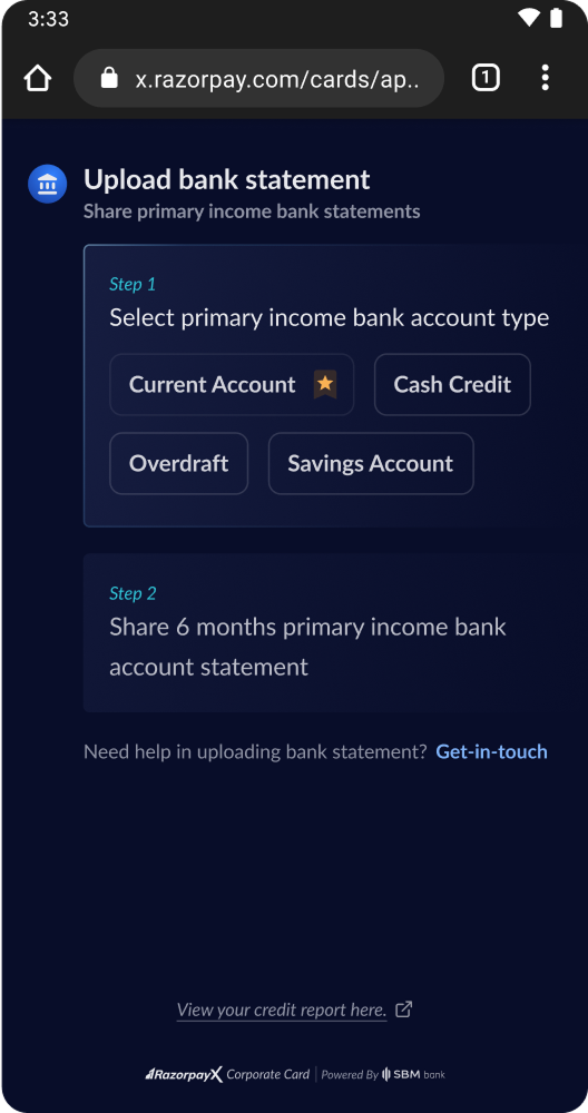 Account selection step 1